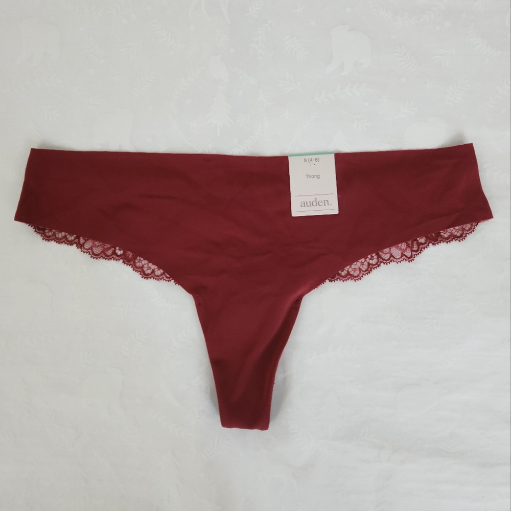 💕🔥NWT Auden thong panties Burgundy lace back Sexy